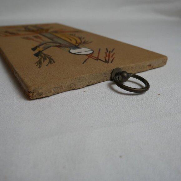 Vintage Navajo "Hunchback Medicine Man"  Sand Art w/ Tribal Figure Design 12"x6" - Picture 8 of 10